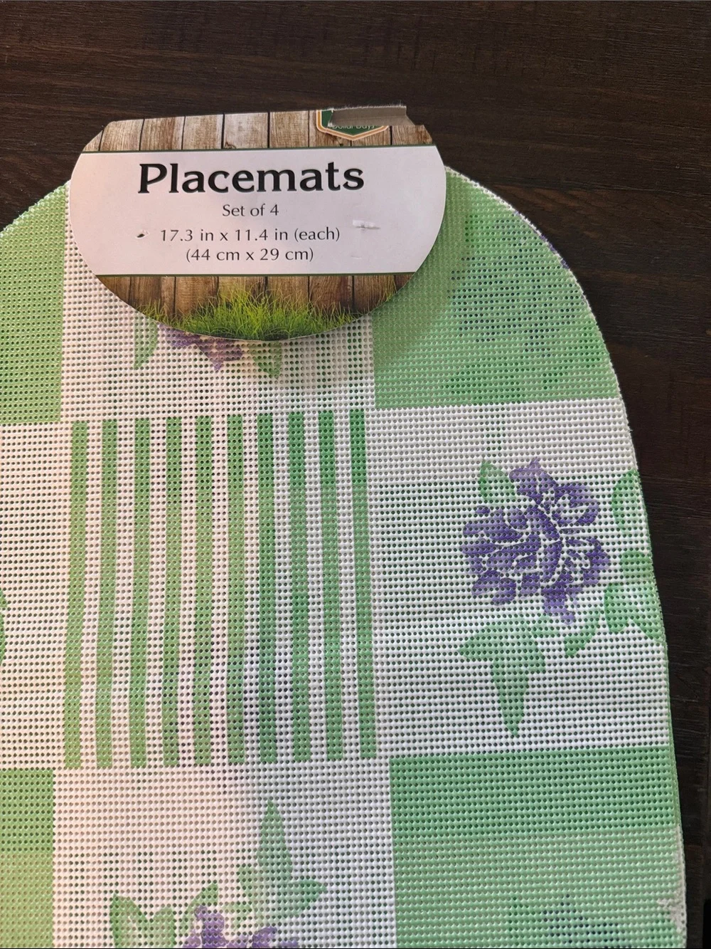 Place Green and Purple Floral Check Placemat